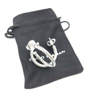 DAVID YURMAN Sterling Silver Classic Cable Hoop Earrings 1 inch with Pouch